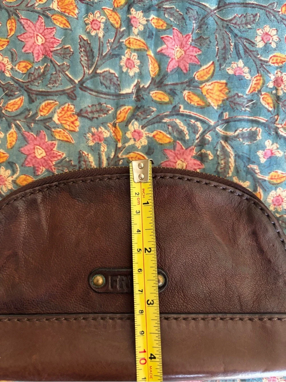 NYT Frye Brown Leather Cosmetic Pouch with Branded Plate